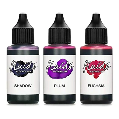 Abbildung von Octopus 3X 30 ml Fluids Alcohol Ink Set Shadow, Plum, Fuchsia Alkohol Ink, Alkoholtinte für Fluid Art, Resin Art und Epoxidharz Farbe