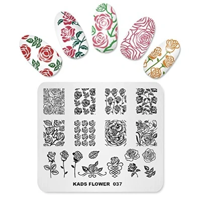 Abbildung von KADS Nagel Stamping Platte Blume Nail art Stempel Vorlage DIY Bild Maniküre Stamp Schablone Werkzeuge (FL037)