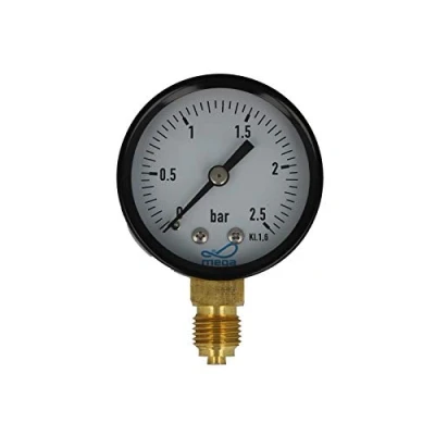 Abbildung von MEGA Druckmanometer 0 2,5 bar 1/4 Zoll Anschluss nach Unten Radial Ø 50 mm