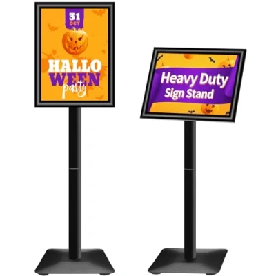 Abbildung von VAIIGO A3 Poster Sign Stand, verstellbar, Benachrichtigungsmenü Display mit Heavy Duty Basis aus Gusseisen, Tür Logo auf dem Boden für Poster, Werbung, Verkauf, Beschilderung, Schwarz