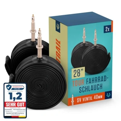 Abbildung von Alphatrail Fahrradschlauch Rick 28 Zoll SV Französisches Ventil 2X Set mit Mobilitätsgarantie I Kompatible Fahrradreifen Schwalbe, Continental, Conti, Michelin, Kenda &amp; Maxxis Fahrrad Schlauch