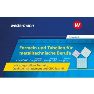 Abbildung von Formeln und Tabellen für metalltechnische Berufe mit umgestellten Formeln, Qualitätsmanagement CNC Technik: Formelsammlung