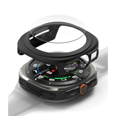 Abbildung von Ringke Slim &amp; Glass Kompatibel mit Samsung Galaxy Watch Ultra 47mm Hülle, Dünne Hart PC Schutzhülle Kratzfest Panzerglas Displayschutz Matte Black