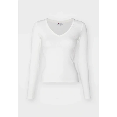 Abbildung von Tommy Jeans SLIM Essential Langarmshirt, Damen, Größe: 32, Ecru