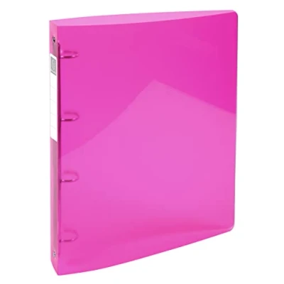 Abbildung von Exacompta 51774E Ringbuch Iderama aus transluzentem Kunststoff für DIN A4, 4 O Ring Mechanik 30 mm, Rücken 40 rosa ideal Schule und Büro Ringhefter Ringordner Ringbuchordner
