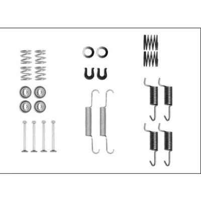 Abbildung von HELLA 8DZ 355 205 941 Zubehörsatz, Feststellbremsbacken MITSUBISHI: Outlander 2 SUV, ASX Off Road, Lancer 8 Limousine, SUBARU: Impreza III Hatchback