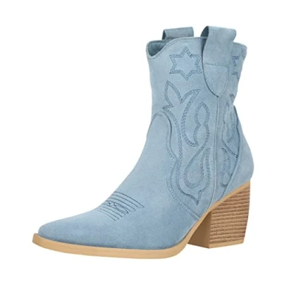 Abbildung von Elara Damen Stiefeletten Cowboy Boots Chunkyrayan DE326S Blau 40