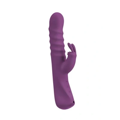 Abbildung von JAVIDA Rabbit Vibe stoßender Rabbitvibrator, mit 10 Vibrationsmodi, in der prallen Spitze, sowie dem Klitoris Stimulator, Lila