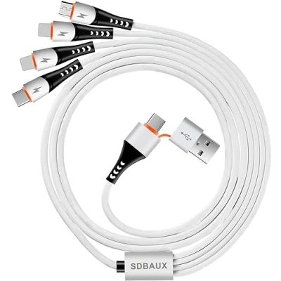 Abbildung von SDBAUX 3A/1.2M Multi USB Ladekabel, 6 in 1 Telefon A/USB C auf 2 iP/Micro USB/Typ Anschluss Schnellladekabel Kompatibel mit iP Samsung Galaxy, Google, LG, PS5