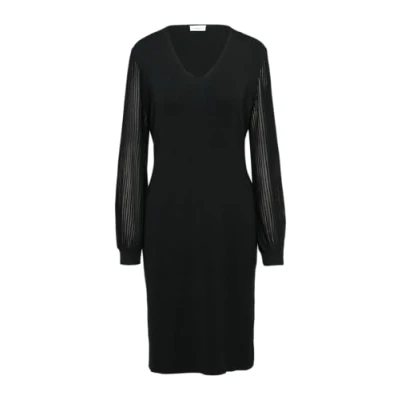 Abbildung von s.Oliver BLACK LABEL Damen 2156042 Strickkleid mit semitransparenten Ärmeln, 9999, 46