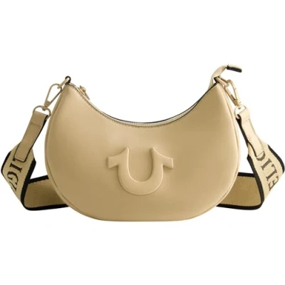 Abbildung von True Religion Women&#039;s Shoulder Bag Purse, Crescent Hobo Handbag with Adjustable Removable Strap and Horseshoe Logo, Camel, TNFB0118E 260