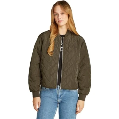 Abbildung von Calvin Klein Jeans Quilted Jacket Bomberjacke, Damen, Größe: Large, Tarmac