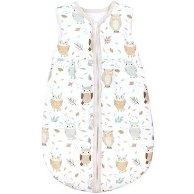 Abbildung von TupTam Ganzjahresschlafsack 2.5 TOG wattiert ärmellos Baby Schlafsack OEKO TEX, Farbe: Eule Beige Pastellblau, Größe: 80 86