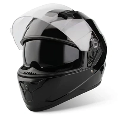 Abbildung von VINZ Kennet Integralhelm mit Sonnenblende Motorrad Helm Vollvisierhelm Mopedhelm ECE 22.06 Motorradhelm Full Face Helme für Damen &amp; Herren In Gr. XS XXL Schwarz