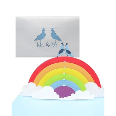 Abbildung von 3D Hochzeitskarte „Gay Wedding Card Pop Up Karte MR. &amp; als Einladungskarte, Geschenk, Gastgeschenk Einladung zur schwulen Hochzeit
