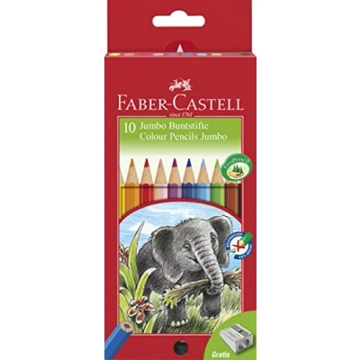 Abbildung von Faber Castell 111210 Farbstifte Jumbo, 10er Kartonetui inklusive Spitzer