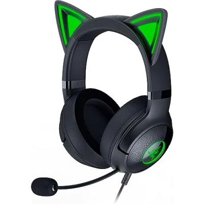 Abbildung von Razer Kraken Kitty V2 Kabelgebundenes RGB Headset mit Katzenohren (Reaktive Streaming Beleuchtung, HyperClear Mikro, TriForce 40mm Treiber, 7.1 Surround Sound) Schwarz