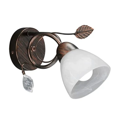 Abbildung von Trio Leuchten Wandleuchte 200700128 Traditio, Metall rostfarben Antik, Glas in weiß, exkl. 1 x E14, 29 13 21.5 cm