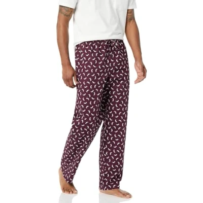 Abbildung von Amazon Essentials Herren Gewebte Pyjamahose, Gerade Geschnitten, Burgunderrot Papageientaucher, S