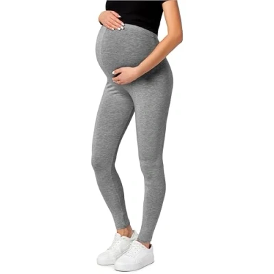 Abbildung von Be Mammy Lange Umstandsleggings aus Baumwolle Leggings für Schwangere Umstands Schwangerschafts Unterhosen mit Hoher Bund Weich und Elastisch BE20 230 (Mittel Melange, XL)