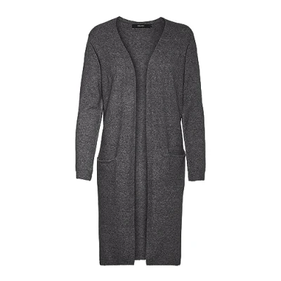Abbildung von VERO MODA Damen VMDOFFY LS Long Open Cardigan GA NO, Dark Grey Melange/Melange, M