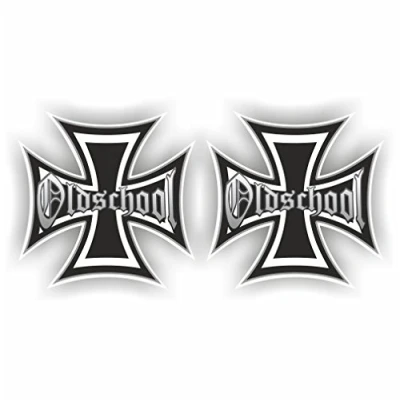 Abbildung von folien zentrum Oldschool Eiserne Kreuz 2 x 8,5 cm hochwertiger Aufkleber Auto Tuning OEM &amp; JDM Sticker Lustige für Stickerbomb Autoaufkleber Made in Germany