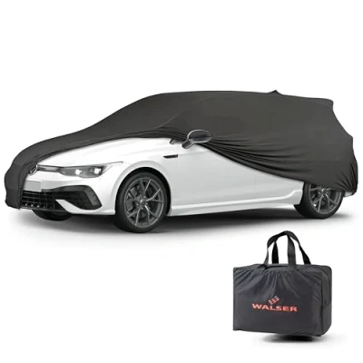 Abbildung von Walser Abdeckung Auto Indoor Stretch Basic, Autoabdeckung Winter, staubdichte Autogarage Abdeckung, Autoplane für Auto, Abdeckplane Kombi M schwarz