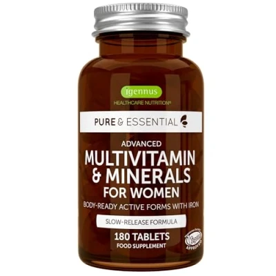 Abbildung von Multivitamin Tabletten, Vitamin für Frauen mit extra Eisen, Folsäure als Folat, Zink, Selen &amp; D3, bioaktiv und vegan, 180 3 Monatsvorrat, von Igennus