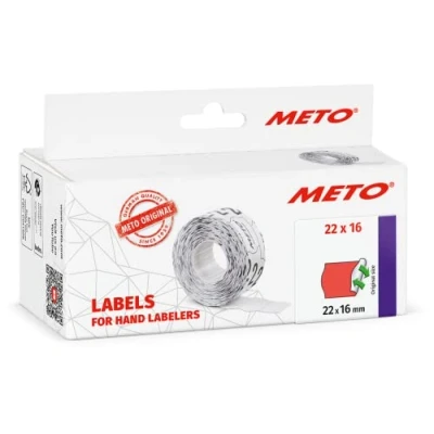 Abbildung von Meto Preisauszeichner Etiketten (22x16 mm, 2 zeilig, 6.000 Stück, fluor rot, wiederablösbar, Preisetiketten für Meto, Contact, Sato, Avery, Tovel, Samark etc.)