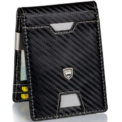 Abbildung von Kronenschein® Slim Wallet mit Münzfach &amp; RFID Schutz I Geldbörse Herren Damen klein Portmonee Geldklammer Mini Geldbeutel Kartenetui Karten Portemonnaie Kreditkartenetui