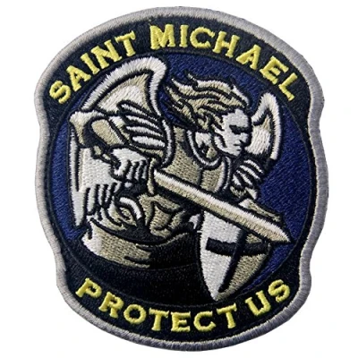 Abbildung von Heiliger Michael Beschütze uns Modernes Militär Moral Taktisch Flicken Bestickter Aufnäher mit Haken und Flauschbänder