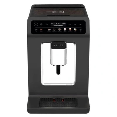 Abbildung von Krups Evidence One Kaffeevollautomat mit Milchschlauch, 12 Getränke, 2 Tassen Funktion, Farbdisplay, Kaffeemaschine, TÜV Siegel, Schwarz, EA895N10, Meteor Graphit