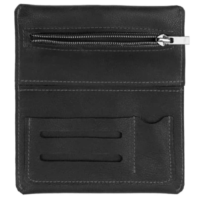 Abbildung von Simaru Leder Tabaktasche für 30g Tabakbeutel, Dreher Tasche aus Echtleder mit Filterfach &amp; Blättchen Halter (Schwarz)