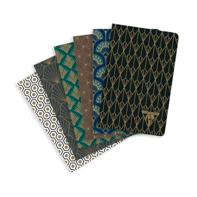Abbildung von Clairefontaine 192096C Packung mit 6 Notizheften / Notizbücher NeoDeco 9x14cm 48 Blatt liniert 90g, Deckel matter Beschichtung und goldenem Aufdruck, Fadenbindung, Motive sortiert, 1 Pack