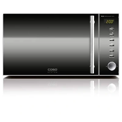 Abbildung von CASO MG20 Ceramic menu 2 in 1 Mikrowelle mit Grill Keramikboden und Rost für Ebenen, 900 W, 1000 W Grill, 20 L, Edelstahl, verspiegelt