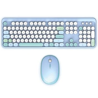 Abbildung von Mobility Lab ML313887 Pure Color Tastatur und Maus, kabellos, AZERTY, Flache empfindliche Tasten, kompaktes Design, Shortcuts, Ziffernblock, Windows Kompatibilität Blau