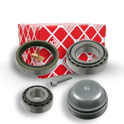 Abbildung von FEBI BILSTEIN 08839 Radlagersatz Vorderachse links, rechts mit Anbaumaterial 65,3, 50 Kegelrollenlager MERCEDES BENZ: W123 Coupe