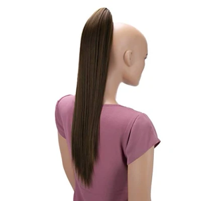 Abbildung von CAISHA 60cm Glatt Pferdeschwanz Mit Butterflyklammer Haarteil Zopf Hitzebeständig Haarverlängerung Hellbraun H622