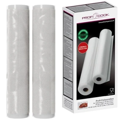 Abbildung von ProfiCook® Vakuumierbeutel Vakuumierfolie für alle Marken 2 Rollen à 28cm x 6m Vakuumbeutel Lebensmittel stark &amp; reißfest Vakumierergerät Beutel Sous Vide 100% dicht kochfest