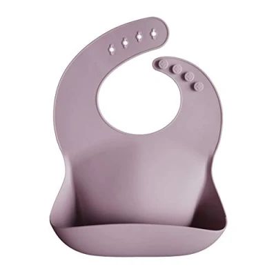 Abbildung von mushie Silikon Bib für Kinder Lätzchen mit Auffangschale BPA frei Wasserdicht Abwaschbar verstellae Passform Sichere &amp; Hochwertige Kleinkinder Baby Pale Mauwe