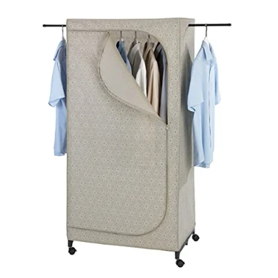 Abbildung von WENKO Kleiderschrank Mod. Balance, Falt Schrank zur Aufbewahrung von Kleidung mit Metallgestell, seitlich ausziehbaren Armen und 4 leichtgängigen Rollen einfachen Fortbewegung, 75 x 16 50 cm