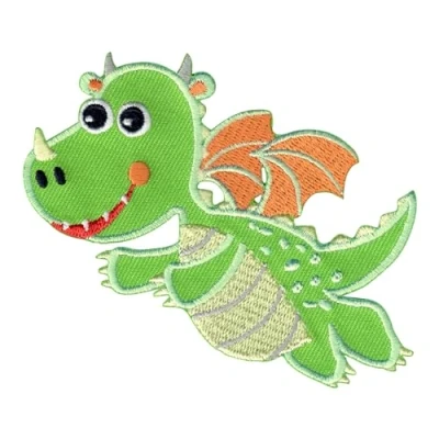 Abbildung von PatchMommy Drache Patch Aufnäher Applikation zum Aufbügeln Bügelbild für Kleidung Jeans Jacken Kinder Baby