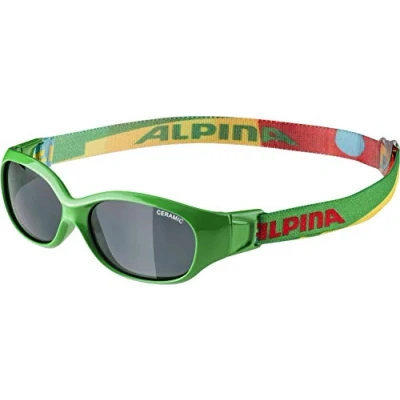 Abbildung von ALPINA FLEXXY KIDS Flexible und Bruchsichere Sonnenbrille Mit 100% UV Schutz Für Kinder, green puzzle gloss, One Size