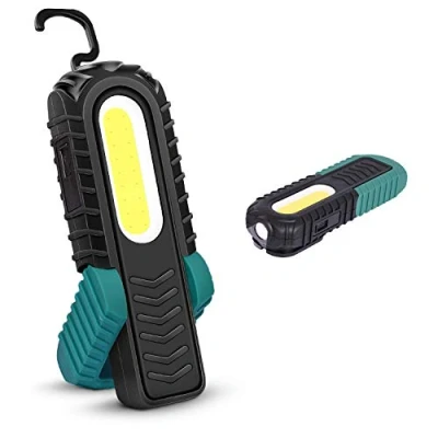 Abbildung von AuRiver LED Arbeitsleuchte, Portable Wiederaufladbare Taschenlampe Workshop Lampe COB Inspektionsleuchten mit Haken und magnetischen Base für Auto Reparatur, Garage, Camping, Notfallgebrauch (Grün)
