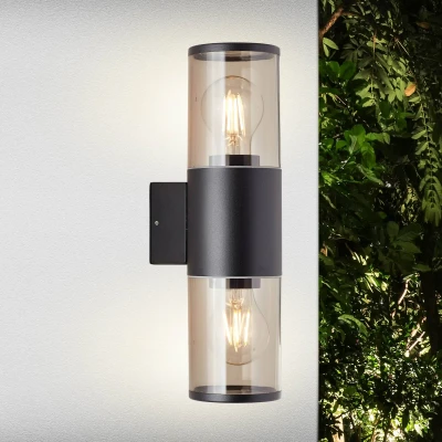 Abbildung von Brilliant Außen Wandleuchte »Sergioro«, 2 flammig, Leuchtmittel E27 ohne Leuchtmittel, Up &amp; Down, 33,2 cm Höhe, E27, Aluminium/Kunststoff, schwarz matt