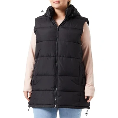 Abbildung von NOISY MAY Damen NMNEW Aurora Hood Vest NOOS Curve Steppweste, Black, 46