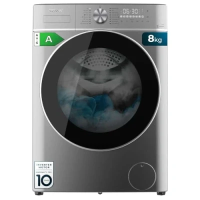 Abbildung von Cecotec Waschmaschine 8 kg Frontlader Bolero DressCode 8800 Inverter Steel A. 1400 U/min, 2000W, 16 Prog, Plus Motor, Niedriger Verbrauch, SteamMax, Automatische Beladung, XXL Touch Display.