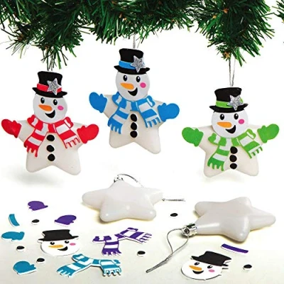 Abbildung von Baker Ross AX514 Schneemann Stern Kugeln, 6 Stück, DIY Christbaumkugeln, Dekoration, Kinder Kunst und Handwerk, Sortiert