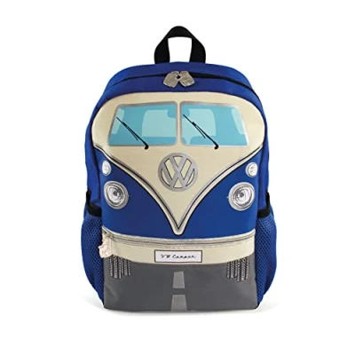 Abbildung von BRISA VW Collection Volkswagen Kleiner Wander Rucksack Tages Uni im T1 Bulli Bus Design (15l/Klein/Bus Front/Blau)