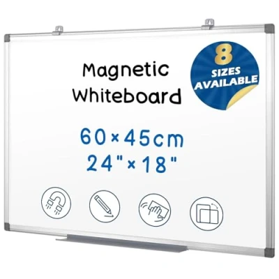 Abbildung von Swansea Whiteboard 60x45cm, Magnettafel Magnetwand mit Aluminiumrahmen, Pinnwand Magnetisch, Trocken Abwischbar, White Board für Küche, Büro und Schule